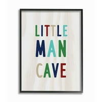 Ступел индустрии малък човек пещера Многоцветен текст дърво зърно модел рамкирани стена изкуство дизайн от