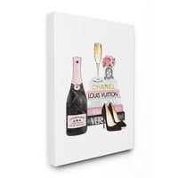Ступел индустрии моден дизайнер Вино Обувки Книжарница розов акварел платно стена изкуство от Аманда Грийнууд