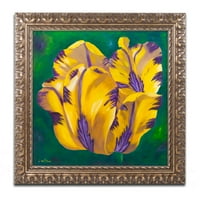 Търговска марка изобразително изкуство Жълт вирус лале платно изкуство от Лили ван Биен, злато богато украсена