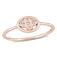 Диамант-акцент 10кт Розово злато Геометричен обещаващ пръстен