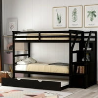 Двуетажно легло с двойно легло и стълби за съхранение за детска спалня-Еспресо