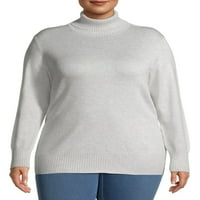Време и Тру жените Плюс размер от съществено значение Всеки ден лек Поло пуловер