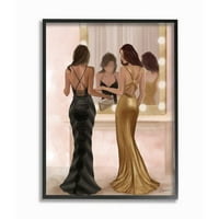 Ступел индустрии Глам моден модел елегантна рокля огледало суета жени рамкирани стена арт дизайн от Зивей ли, 16 20