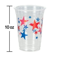 Начин да отпразнуваме 4-ти юли патриотични звезди пластмасови чаши 10оз, 6кт