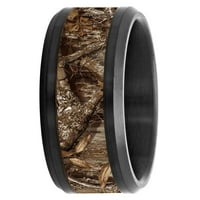 Мъжка черна неръждаема стомана кафява Гора камуфлажна Сватбена група-Мъжки пръстен