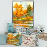 Дизайнарт 'Есенна гора край Езерото' Лейк Хаус в рамка Арт Принт