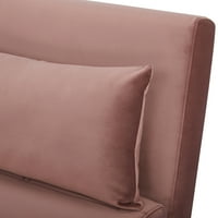 Дизайнерска група Велвет розов троен разтегателен диван с дървени крака,футон Конвертибе спален стол с възглавница,комплект