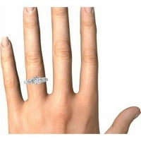 1-каратов диамантен Трикален годежен пръстен от 14 карата Бяло Злато